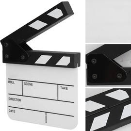 Mini Acrylic Clapperboard with Pen | TV Movie Film Action Scene Cut Prop for Directors Filmmakers