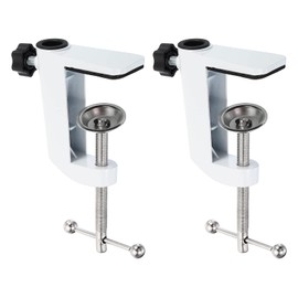 PATIKIL 0.47" Hole Dia. Desk Clamp, 2 Pcs Universal Bracket Adjustable C-Clamp Base for Microphone Mic Arm Table Lamp Mount Holder, White