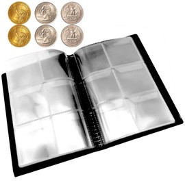 Soviton Coin Album Coin Memory Book Pocket Album Collection Album Money Penny Album Book 60 Pockets Black