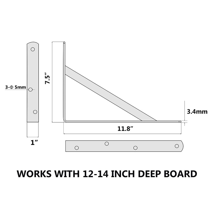 NEODROP 12-Pack 12 Inch Heavy Duty Shelf Brackets, Large Wall