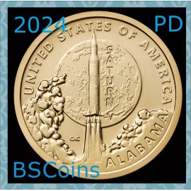 2024 P&D American Innovations Saturn V - AL Dollar - 2 Coins - FREE Ship TODAY!