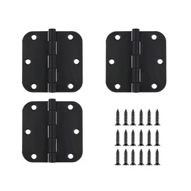 3-Pack Heavy Duty Hinge with Superior Load-Bearing Capacity, Rounded Corners,Equipped with Screws.3 inch X 3 inch Black.