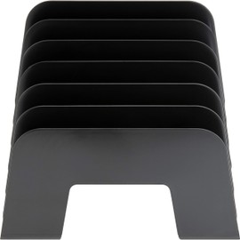 Desktop File Organizer, 6 Compartments Office Inclined Desk Step Sorter, for Easy Access to Your Files, Invoices, Letters and More - Black, Eco-Friendly