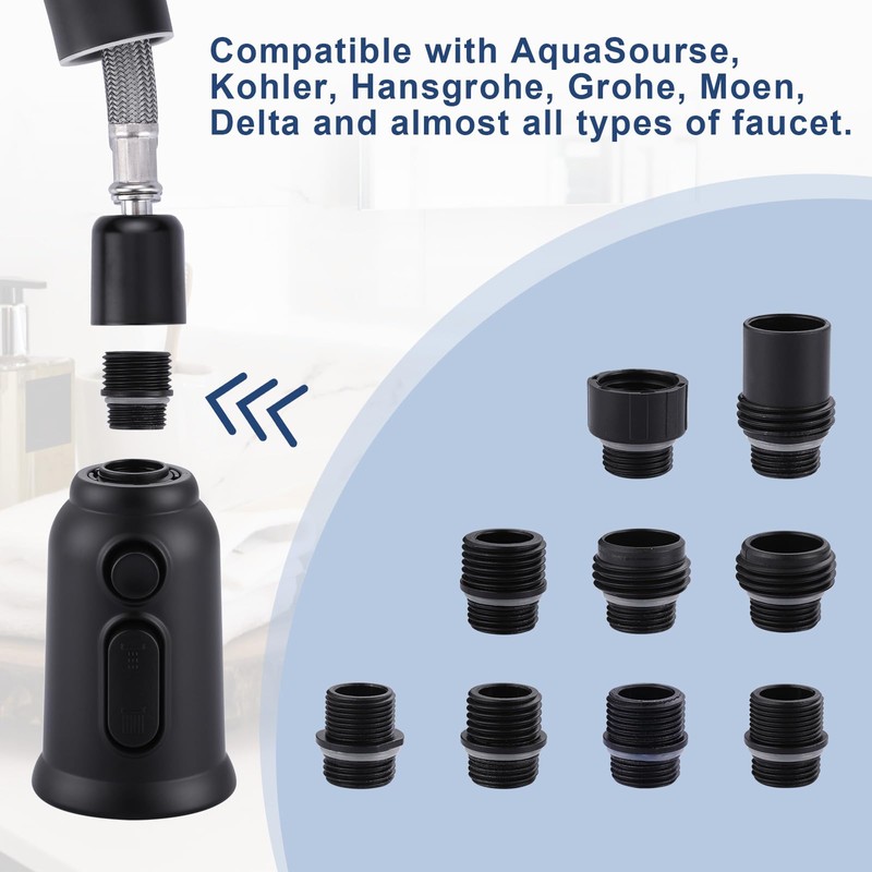 ALEASHA Pull Down Kitchen Faucet Spray Head Replacement, 3-Function Kitchen