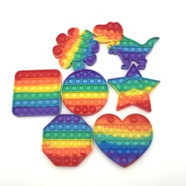 KUNSTIFY Pop It Fidget Toy, Anti-Stress Toy for Adults and Children, Anti Stress Sensory Popit Figetttoys, Fidget Toy Set, Figures Squishy Set Bubble Push, Pop (Rainbow Heart)