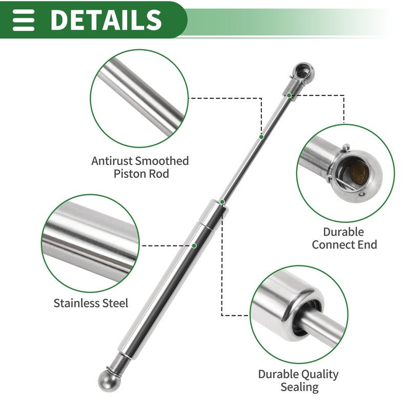 Motoforti 10inch/254mm 20lb/90N/9kg Stainless Steel Lift Support Struts Ball Joint