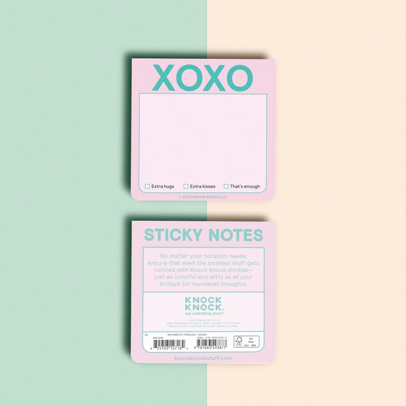 1-Count Knock Knock XOXO Sticky Note Pad (Pastel Version), 3