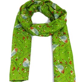 World of Shawls New Ladies Womens Celebrity Style Long Scarf Scarves Maxi Sarong (Robin Birds Green)