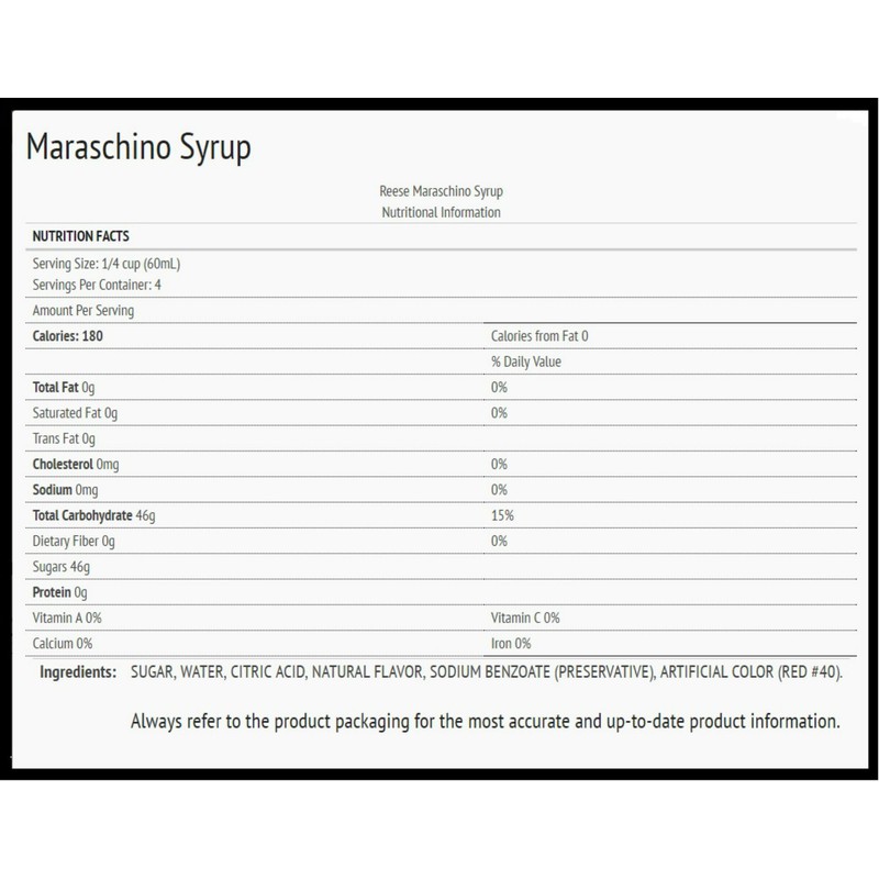 Reese Syrup Maraschino, 8 Fl Oz (Pack of 2)