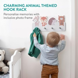 Navaris Children's Coat Rack with Hooks 40 x 18 x 4 cm Children's Coat Rack Cute Animal Design 4 Hooks MDF Wood Fibre