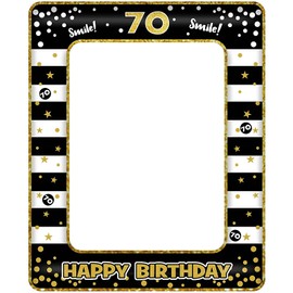 70th Birthday Photo Booth Props,Black Gold Inflatable Selfie Frame Picture Frame,Giant Inflatable Party Photo Booth Frame for 70th Birthday Party Decorations Supplies Men Women Favor Gift