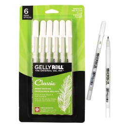 Sakura Gelly Roll Gel Pens - Medium Tip Ink Pens for Journaling, Art, or Drawing - Classic White Ink - All Are Tip Size Medium 08-6 Pack