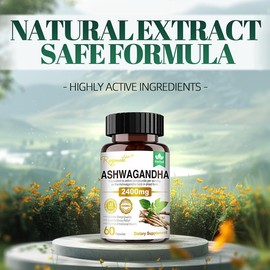 Royavita Ashwagandha, 60 capsules, a combined supplement of Ashwagandha with Vitamin B6 and Vitamin B12 for Stress Relief, Mental Relaxation and Sleep Support.-5:_2 bottle of 120 Capsules