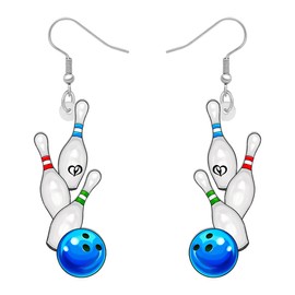 OUSIO Teacher's Day Acrylic Funny Bowling Ball Earrings Sports Game Golf Baseball Basketball Football Soccer Dangle Jewelry for Coach Teacher Women Charm Gifts (White)