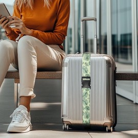 Eritanaer Palm Leaves Luggage Straps for Suitcase Buckle Straps for Baggage Luggage Belt Suitcase Connectors for Travel Adjustable Length Luggage Suitcase Security Band