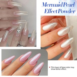 Born Pretty BORN PRETTY Chrome Nail Powder,White Pearl Metallic Mirror Holographic Chrome Powder for Nails,Pearl Glitter Pigment Dust Kit Nail Art Decoration Sets