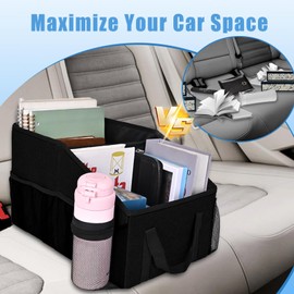 Ldex Car Seat Organizer for Back Seat Front Seat Between Seats,Car Storage Organizer for Kids with Multi- Pockets，Collapsible,cup Holders, Removable Dividers(Black)