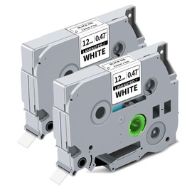 TZe-231 2-Pack Label Tape Compatible for Brother TZe-231 TZe231 TZ-231 TZe 12mm 0.47" Laminated White Work with P Touch PT-D220 PT-D220 PT-D210 PT-H110 D410 D600 Label Maker, Black on White