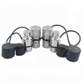 2-Sets 1/2" Skid Steer Bobcat Flat Face Hydraulic Quick Disconnect Coupling NPT1/2 Set Quick Connect Couplers with Black Dust Caps