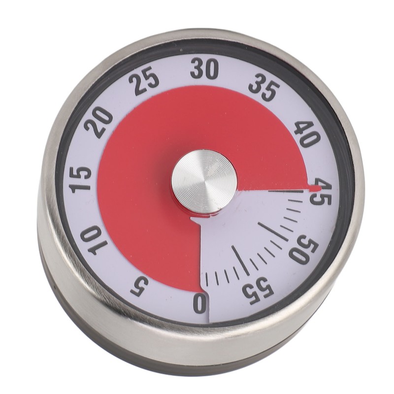 Mechanical Countdown Timer 60 Minute Magnetic Stainless Steel Visual Kitchen