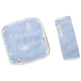 Plus Nao 2 Pack Baby Baby Drool Pad Belt Cover Strap Snap Button Cute, Bear × Blue