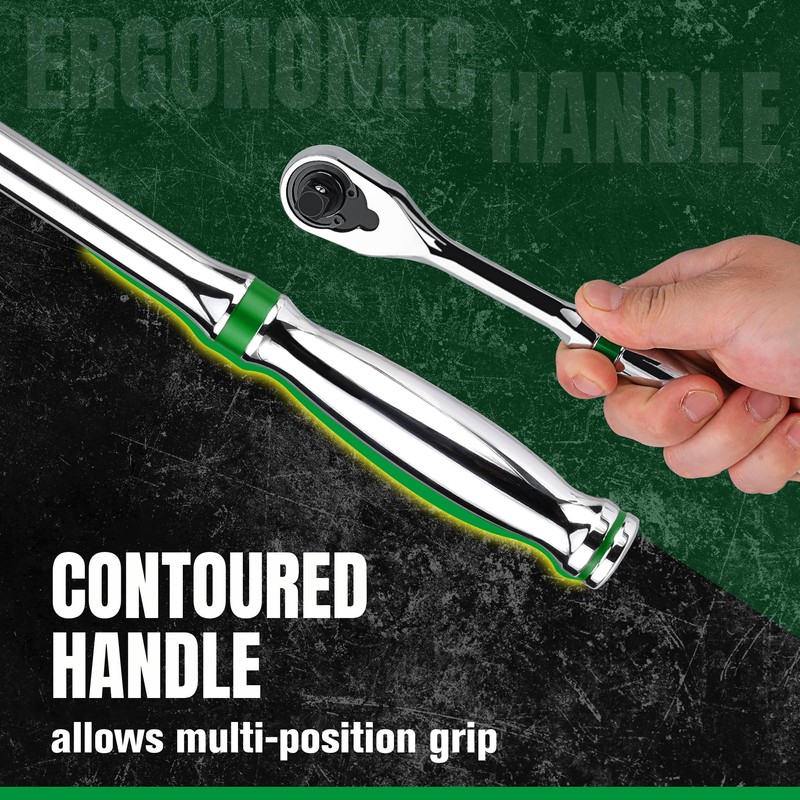 SK 1/4" Drive Ratchet Handle, Pear Head, 90-Tooth Ratchet, Alloy