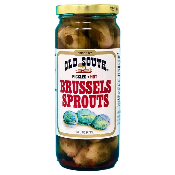 Old South Brussels Sprouts, Pickled, Hot, 16-oz. glass jar