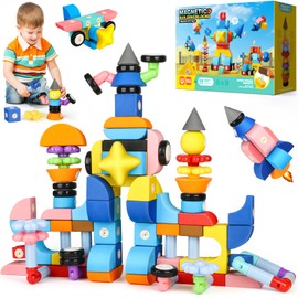 Joyfresh Magnetic Foam Blocks 100pcs, Building Toys for Kids and Toddlers 2 3 4 5 6 Years Old, Sensory Montessori Autism Toy for Boys Girls