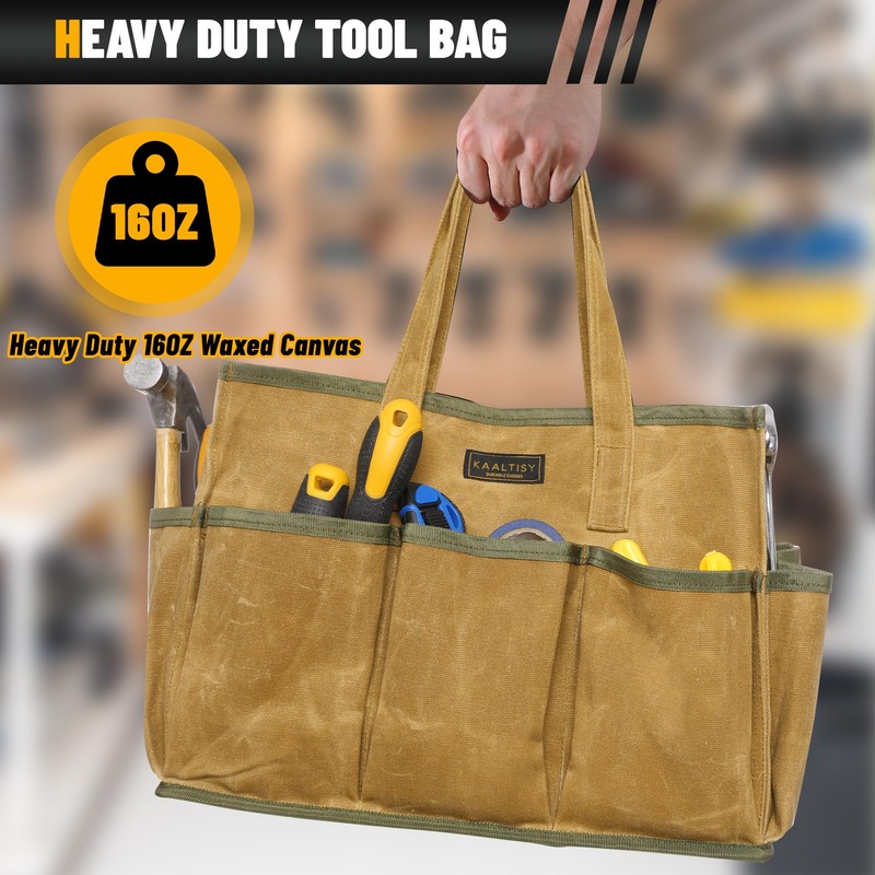 16OZ Waxed Canvas Tool Tote Bag | Large-Capacity Tool Storage