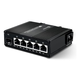 Atroodac Mini 6 Port Gigabit Unmanaged Ethernet Switch with 5 x 1.25G Base-T Ports and 1 x 1.25G SFP Slot Network Switch Compatible with 100/1000Mbps Plug & Play Metal SFP Switch with Power Cord