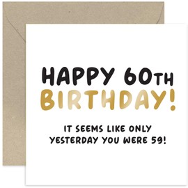 Old English Co. Funny 60th Birthday Card for Son or Daughter - 'Seems Like Yesterday' Hilarious Birthday Card for Men Women - 60 Years Old Humorous Birthday Card for Family | Blank Inside Envelope