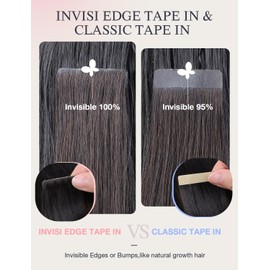 DOORES Invisi Edge Human Hair Tape in Extensions, 18 Inch, Dark Brown to Dirty Blonde, 10 Injection Tape-ins with 10 Injection Tape-ins, 50g, Straight