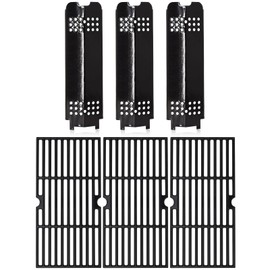 Hiorucet Grill Grates & Heat Plate Kits for Charbroil Gas2coal Grill Parts 463370519, 463370516, 463340516, 463336818, 463370518, 466370516, Cast Iron Cooking Grid Grates, Heat Shield Tent Deflectors.