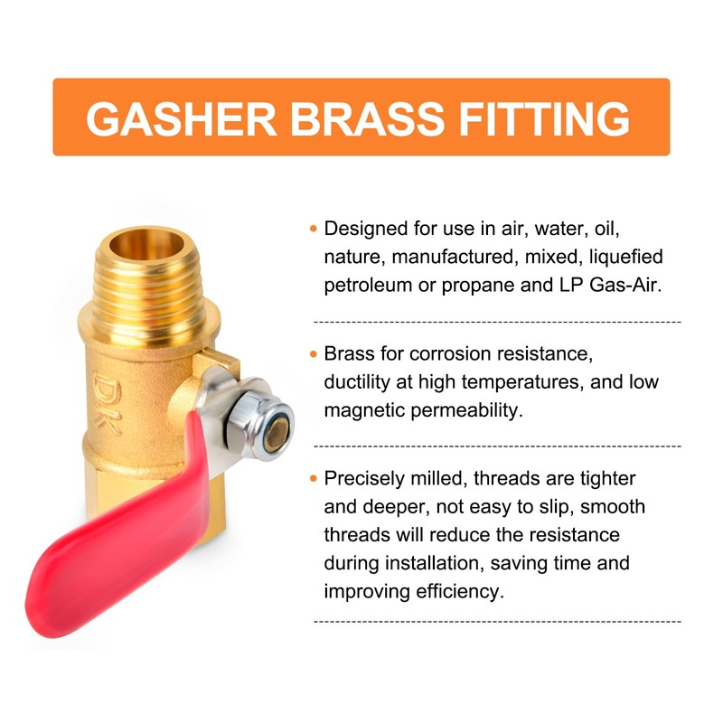 GASHER 10PCS 1/4 Inch Brass Mini Ball Valve Shut Off