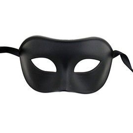 Xvevina Luxury Venetian Plain Men Mask Colombina Masquerade Ball Masks Cosplay (Plain Solid Black)