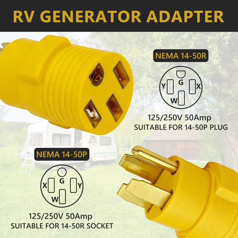NEMA 14-50P to 14-50R Extension Adapter, 50 Amp Extension Plug