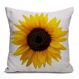 Tomda 45x45cm 18x18 Inch Decorative Cushion Cover Throw Pillow Cover White Leaf Sunflower White Photography Beautiful Beauty Nature Color Common Two Sides Pillow Case Square Print for Home