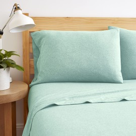 BED INC Road Trip America Jersey Sheets King Size - Cotton (4 Pieces) Deep Pockets T-Shirt Soft Knit Stretchy King Size Sheets - 1 Flat 1 Fitted 2 Pillowcases (Classic Mint, King)