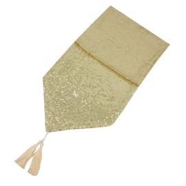 Time to Sparkle Table Runner 90 Inches Sequin Table Runner Tassel Glitter Table Runner for Kitchen Birthday Table Runner Wedding Decor Fabric Sequin Table Overlay for Wedding Reception Light Gold