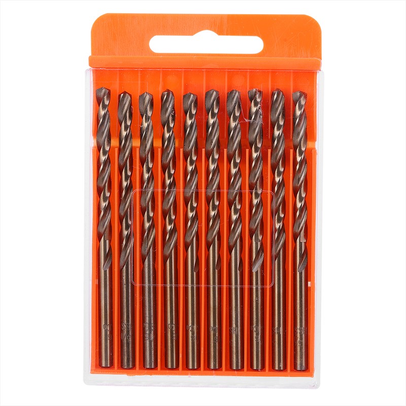 10Pcs Cobalt Drill Bits Set Twisted High Speed Steel 3/16In