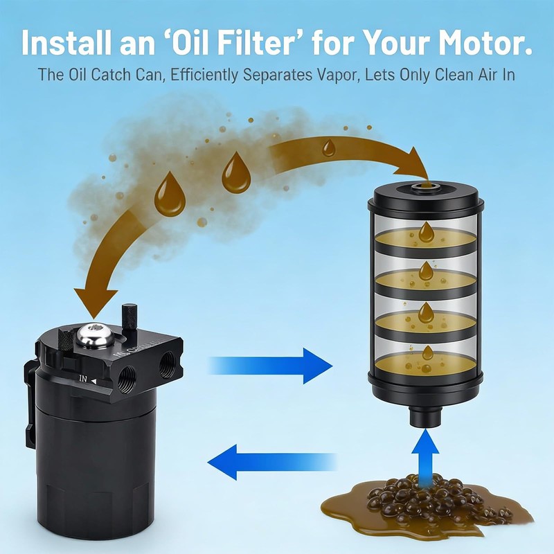 XIEYIGMO Universal Oil Catch Can Kit,Effectively Reduces Carbon Buildup, Protects