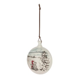 DEMDACO Pooh Holiday White Red 5 x 4 pulgadas Gres redondo en forma de disco, adorno decorativo para árbol de Navidad, Pooh y Piglet