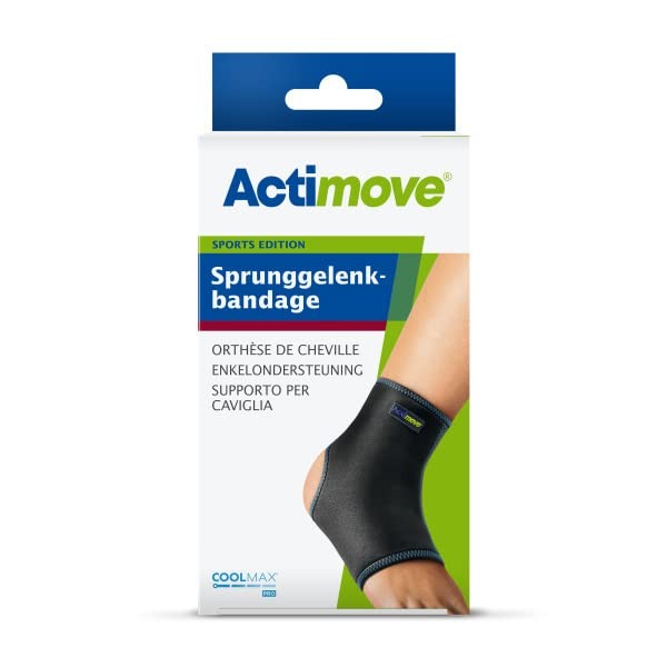 Actimove Sports Edition Ankle Brace - Slim Fit - for Sports - for Injuries and Light Sprains of the Ankle - Black, Large