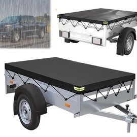 PLLYPE Trailer Tarpaulin, Flat Tarpaulin, 214 x 122 x 13 cm, 420D Tarpaulin, Trailer Cover with 8 m Tarpaulin Rope, Waterproof, Windproof Sun Protection for 750 kg Car Trailers