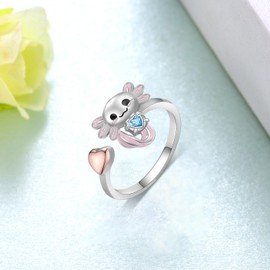 Axolotl Rings 925 Sterling Silver Axolotl Ring Cute Axolotl Jewelry Gift for Women (March)