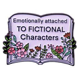 Emotionally Attached To Fictional Characters Book Shape Enamel Pin Book Fiction Lover Brooch Gift Cartoon Book Pin Badge Metal Enamel Pin Fashion Cartoon Brooch Clothing Decoration Accessories