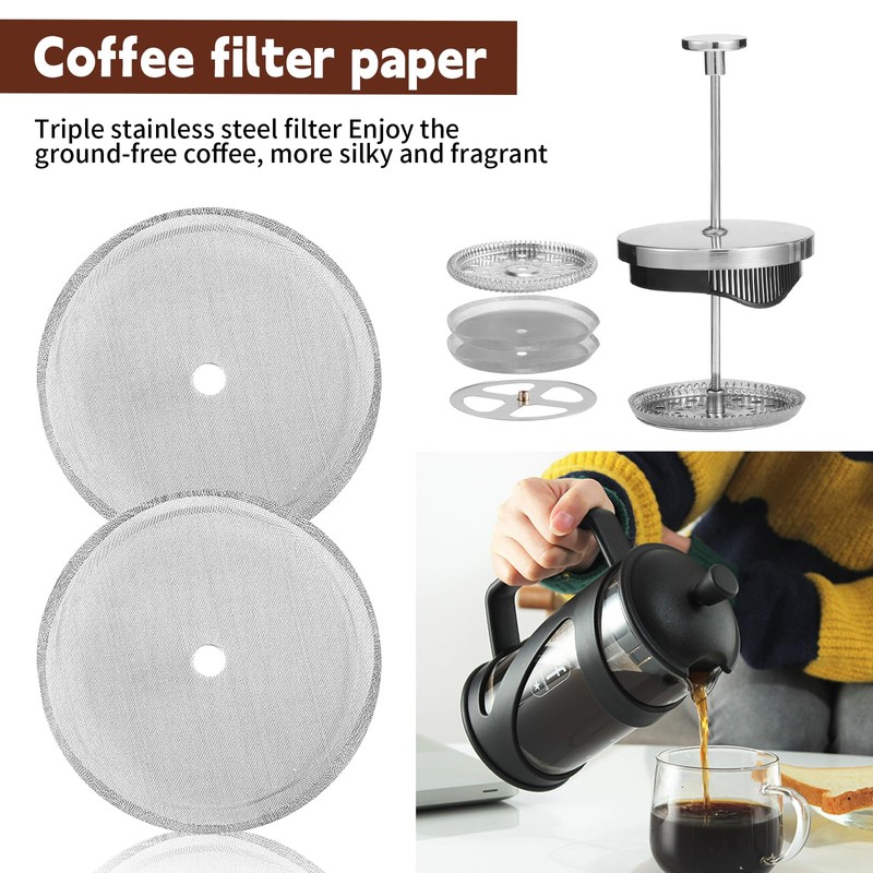 Pack of 8 French Press Replacement Filter Strainer, Coffee Press