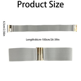 Ainiveiya 3-Pack Wide Elastic Belts for Women – Vintage Stretch Waist Belt with Golden Buckle, Adjustable Dress Waistband, Stretchy Elastic Belts for Dresses & Skirts（White Gray Coffee）
