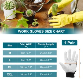 MECCANIXITY Goatskin Leather Work Gloves with Hook and Loop, Breathable Driver Gloves Garden Glove for Driving, Gardening, Welding, Construction, White, XL, Pair of 1
