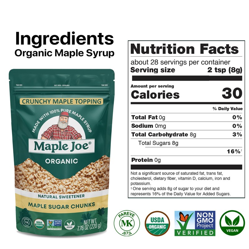 Maple Joe Organic Maple Sugar Sprinkles, Maple Flakes Made With
